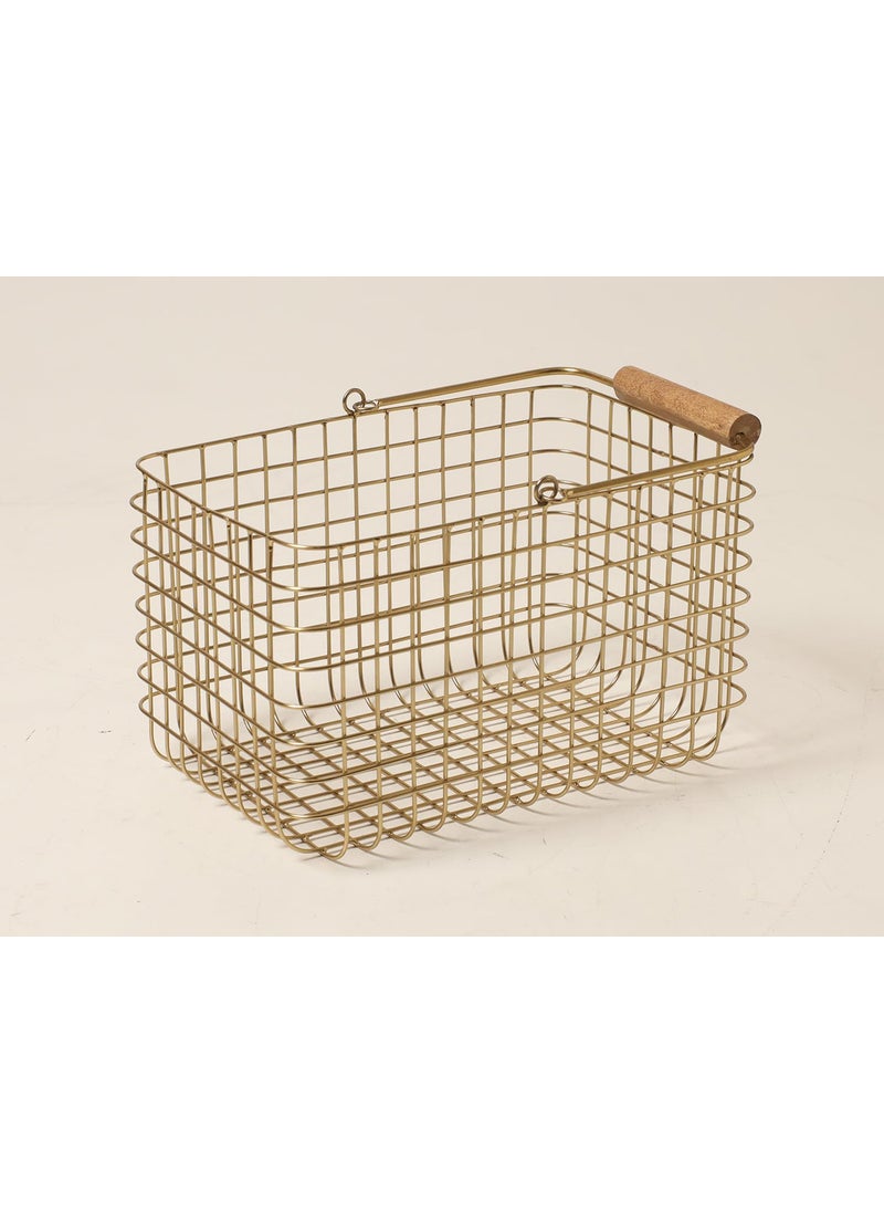 Generic DecorBrio -A UNIQUE HANDICRAFTS Wire Metal Square Decorative Basket Gold Finish (Size - 10 x 8 x 7 Ht,Pack of 1)  - Image 5