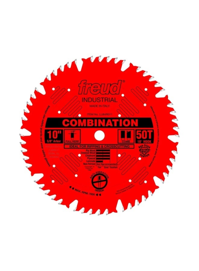 freud Freud Combination Saw Blade with Premium Tico Hi-Density Carbide Combination Blend for Maximum Performance - 10" Diameter, 50 Teeth, Comb Grind - LU84R011 - Image 1