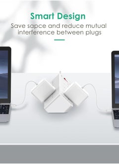 بيوينتي NEW 10-Way Power Extension Cord Surge Protector Strip with USB-A  USB-C Ports  - Image 4