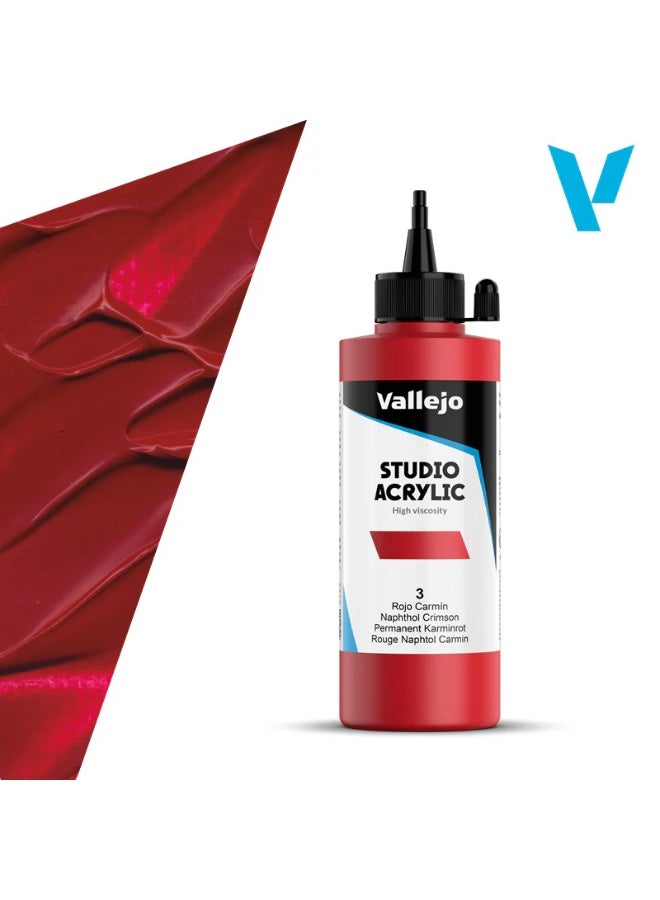 فاليجو أكريليك ستوديو نفثول كريمسون #3 - زجاجة توزيع 200 مل، طلاء فني أحمر غامق غني