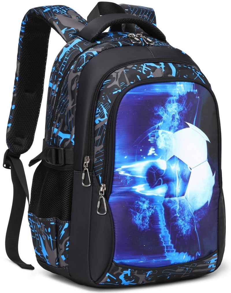 BABUN Boys Backpacks For Elementary Middle School Bookbag Set Kids Heavy Duty Durable Teenage Student Sturdy Waterproof (5-Blue Soccer Set) - Image 5
