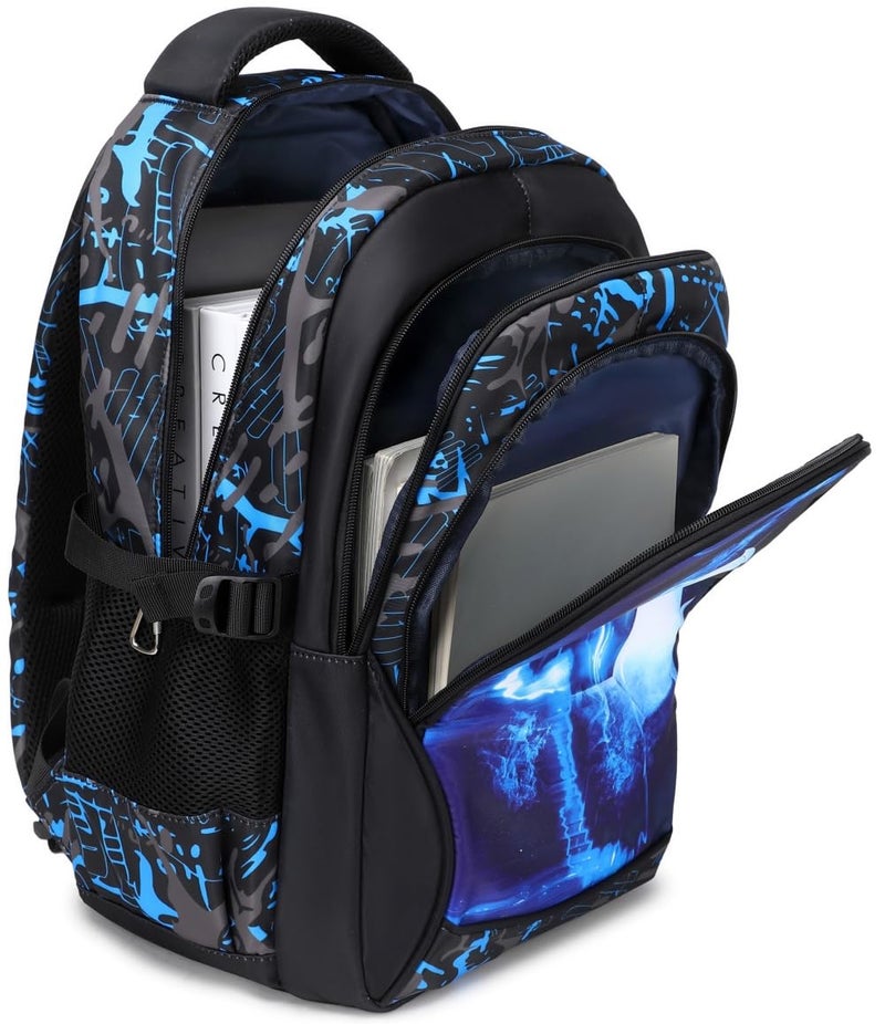 BABUN Boys Backpacks For Elementary Middle School Bookbag Set Kids Heavy Duty Durable Teenage Student Sturdy Waterproof (5-Blue Soccer Set) - Image 3