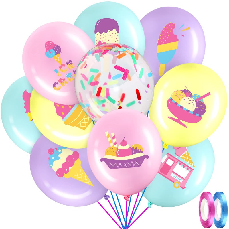 Aoriher 60 Pack Ice Cream Party Balloons Decorations 12 Inch Sprinkles Party Confetti Latex Balloons for Kids Sweet Summer Ice Cream Birthday Party Baby Shower Supplies - Image 2
