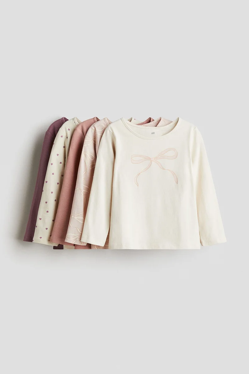 H&M 5-pack long-sleeved cotton tops