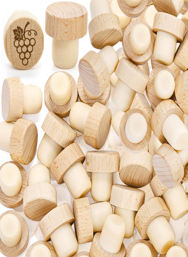 Eorbow 60 Pieces T-Shaped Wine Corks, Reusable Cork Plugs, Wooden and Rubber Wine Stoppers, Sealing Bottle Stoppers for Wine, Beer, DIY Craft - Image 1