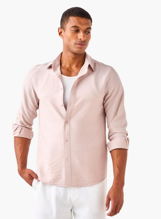 سبلاش فيڤ قميص بياقة بنقشة مجعدة بقصة عادية - Image 1