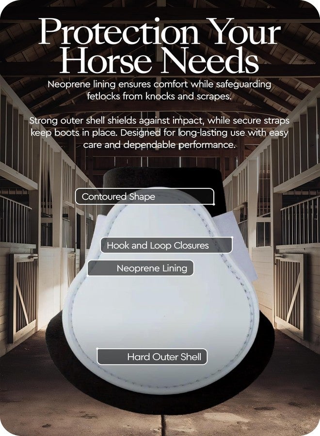 HORZE Chicago Fetlock Rear Boots | Lightweight, Adjustable, Jumping Horse Boots (Pair) - White/Grey - Pony - Image 5