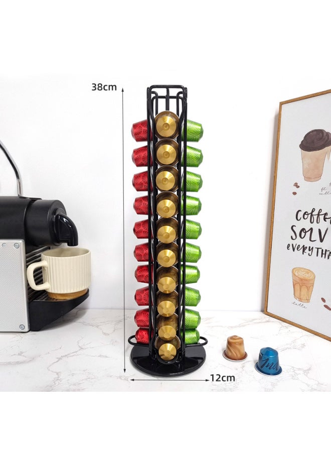 Coffee Capsule Holder For 40 Nespresso Capsules, Rotatable Display And Storage Rack, Iron Art