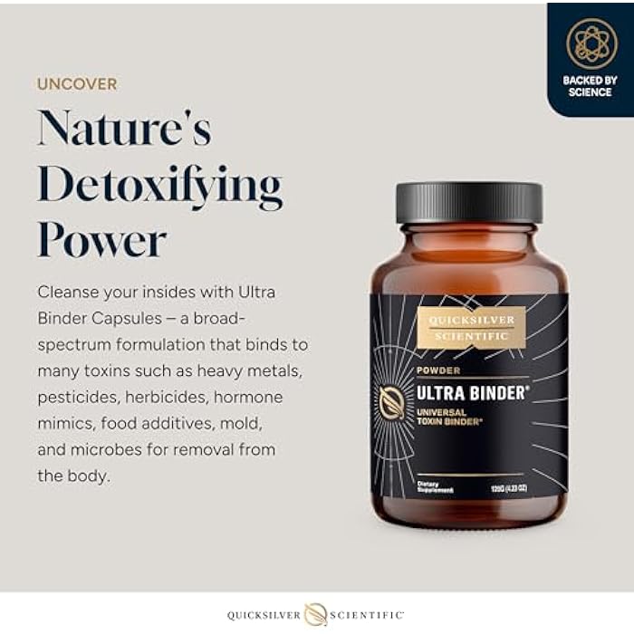 Quicksilver Scientific Ultra Binder Powder - Multi Toxin Binder with Bentonite Clay Powder, Zeolite Detox & Charcoal - Supplement for Gut Support & The Body's Toxin Removal Process (120g) - Image 3