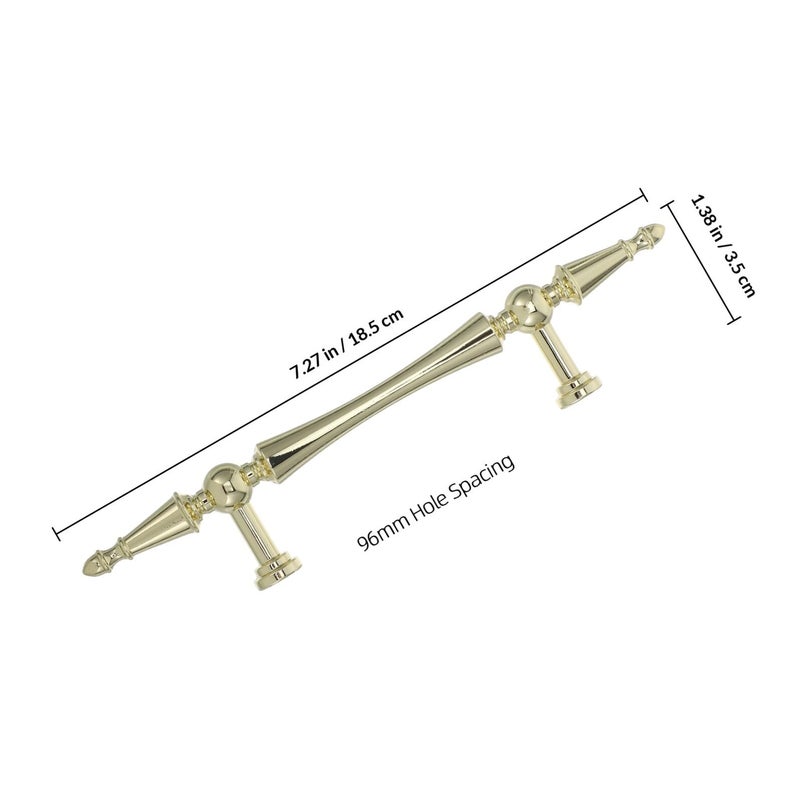 Brushed Gold Kitchen Cabinet Handles 96mm Hole Centers 2 Pack Drawer Pulls Hardware - Image 3