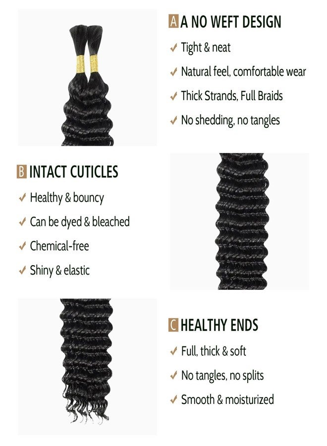Wequeen 16A Human Braiding Hair Deep Wave 50g 16 Inch 1 Bundles/Pack 100% Unprocessed Brazilian Virgin Hair No Weft Bulk Human Hair for Braiding,Curly Hair Extensions for Boho Braids,Natural Black - Image 5