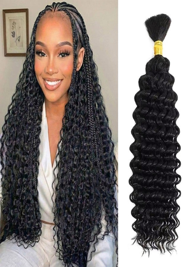 Wequeen 16A Human Braiding Hair Deep Wave 50g 16 Inch 1 Bundles/Pack 100% Unprocessed Brazilian Virgin Hair No Weft Bulk Human Hair for Braiding,Curly Hair Extensions for Boho Braids,Natural Black - Image 1