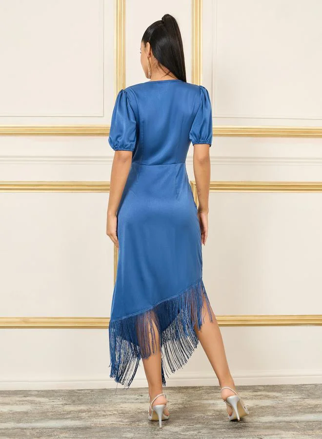 Styli Fringe Satin Dress