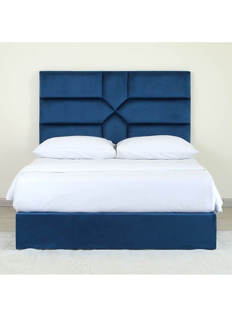 Karnak Estella Premium Upholstered Velvet Bed Frame Bedroom Furniture Strong And Sturdy Modern Design Wooden Bed | Quiet & Comfortable Bed (EU - Double 140x200 Cm, Blue) - Image 2
