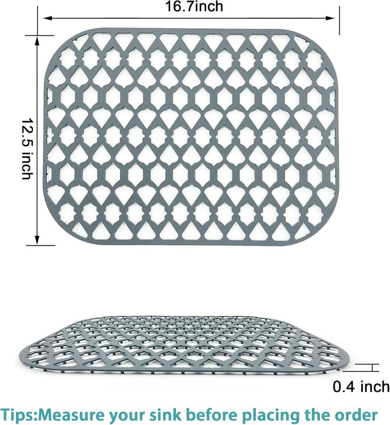 SAMSIER حماة الأحواض لمغسلة المطبخ 13x11 و16x12 و19x13 و19x14 و21x16 و22x13 و24x13 و26x14 و28x14 و30x14 و30x16، حصائر سيليكون للمزرعة للقاع (16.7 بوصة × 12.5 بوصة)  - Image 5