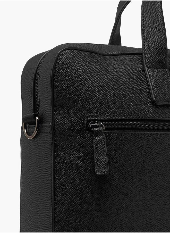 LBL by Shoexpress Men Textured Laptop Bag with Detachable Strap and Zip Closure