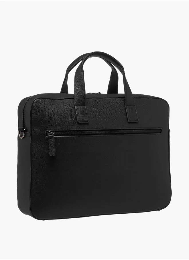 LBL by Shoexpress Men Textured Laptop Bag with Detachable Strap and Zip Closure
