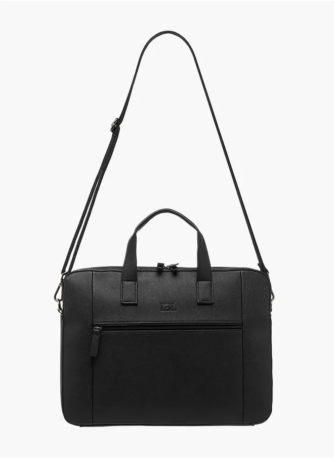 ال بي ال من شو اكسبرس Men Textured Laptop Bag with Detachable Strap and Zip Closure