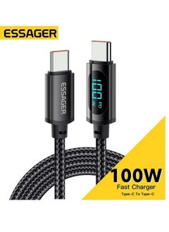 ESSAGER Super Durable High Speed Charging Cable 100W 5A And Syncing Data Display Screen USB-C To USB-C Digital Display Screen 100W Super Fast Charging Cable Type C To Type C Charging Cable 1 Meter  - Image 1