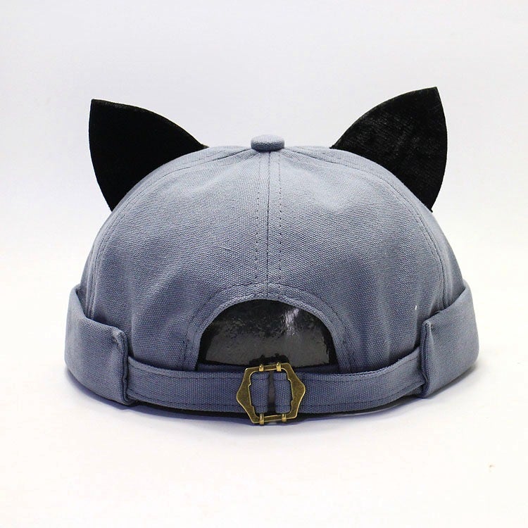 Cute Versatile Cat Ears Baker Boy Cap Korean Style Blue is lighter than the picture 