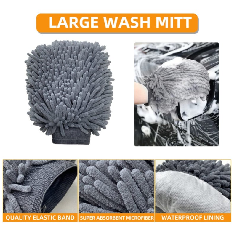 Car Wash Cleaning Kit 10-Piece Grey Set - Soft Sturdy Material Scratch-Free Ergonomic Handle Car Wash Tool for Interior Exterior Vehicle Cleaning - Image 4