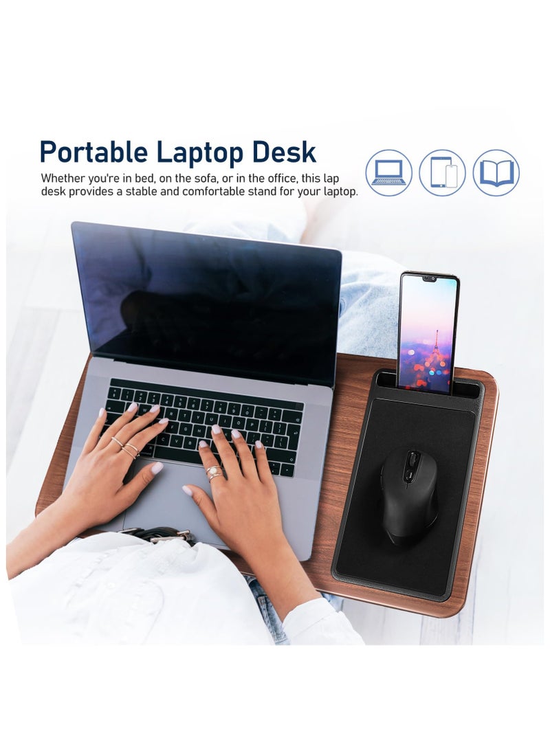 XICEN Home Office Lap Desk with Mouse Pad and Phone Holder, 21.1" x 12" (Wood Grain brown)  - Image 5