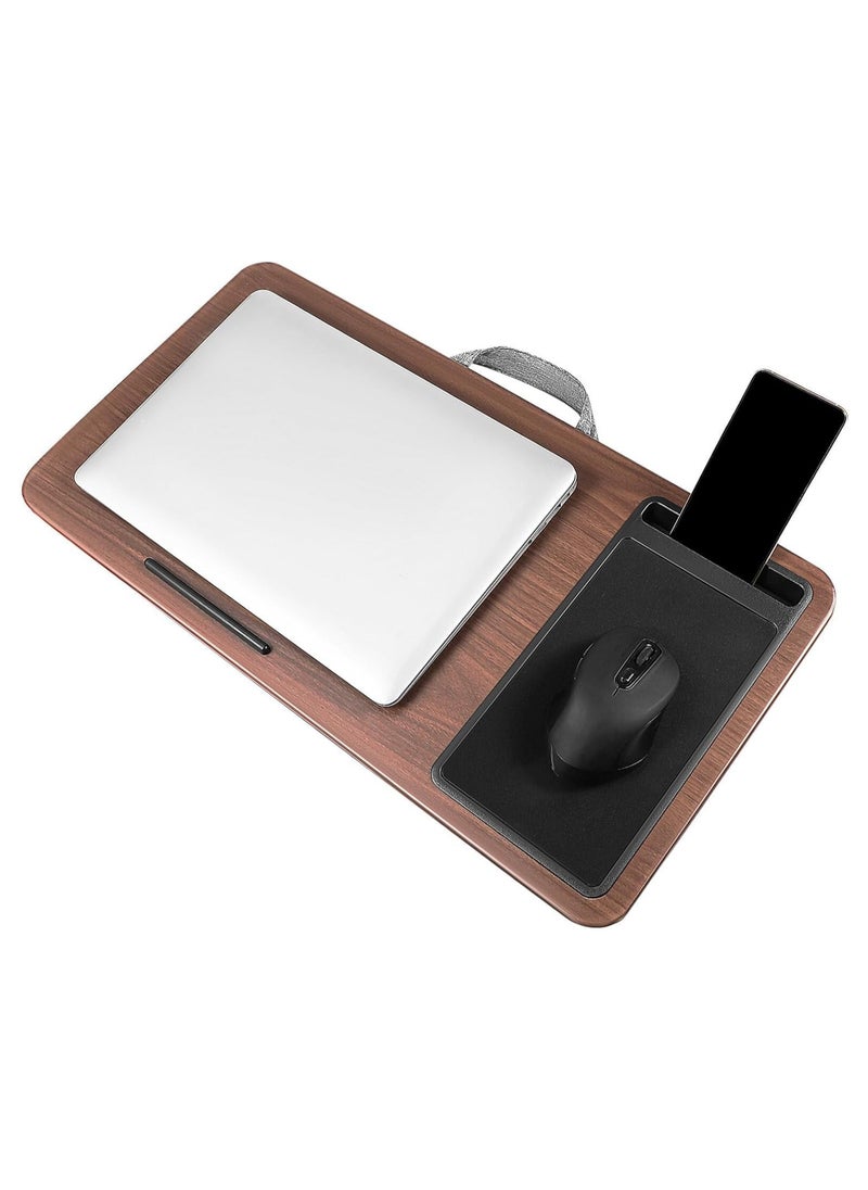 XICEN Home Office Lap Desk with Mouse Pad and Phone Holder, 21.1" x 12" (Wood Grain brown)  - Image 1