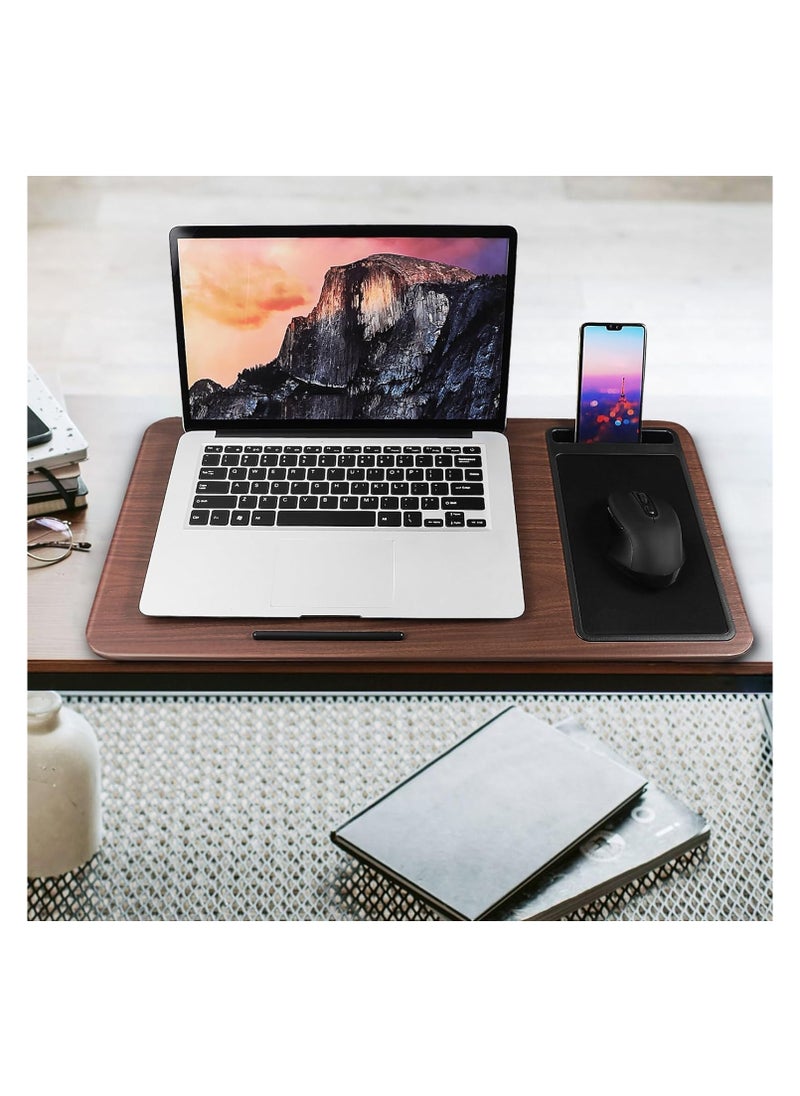 XICEN Home Office Lap Desk with Mouse Pad and Phone Holder, 21.1" x 12" (Wood Grain brown)  - Image 2