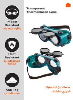 LAWAZIM Welding Glasses - Protective Safety Goggles with Flip-Up Lens, Rubber Seal, Heat & Impact Resistant, Adjustable Strap - Ideal for Welding, Grinding, Cutting, Construction Work  - Image 2
