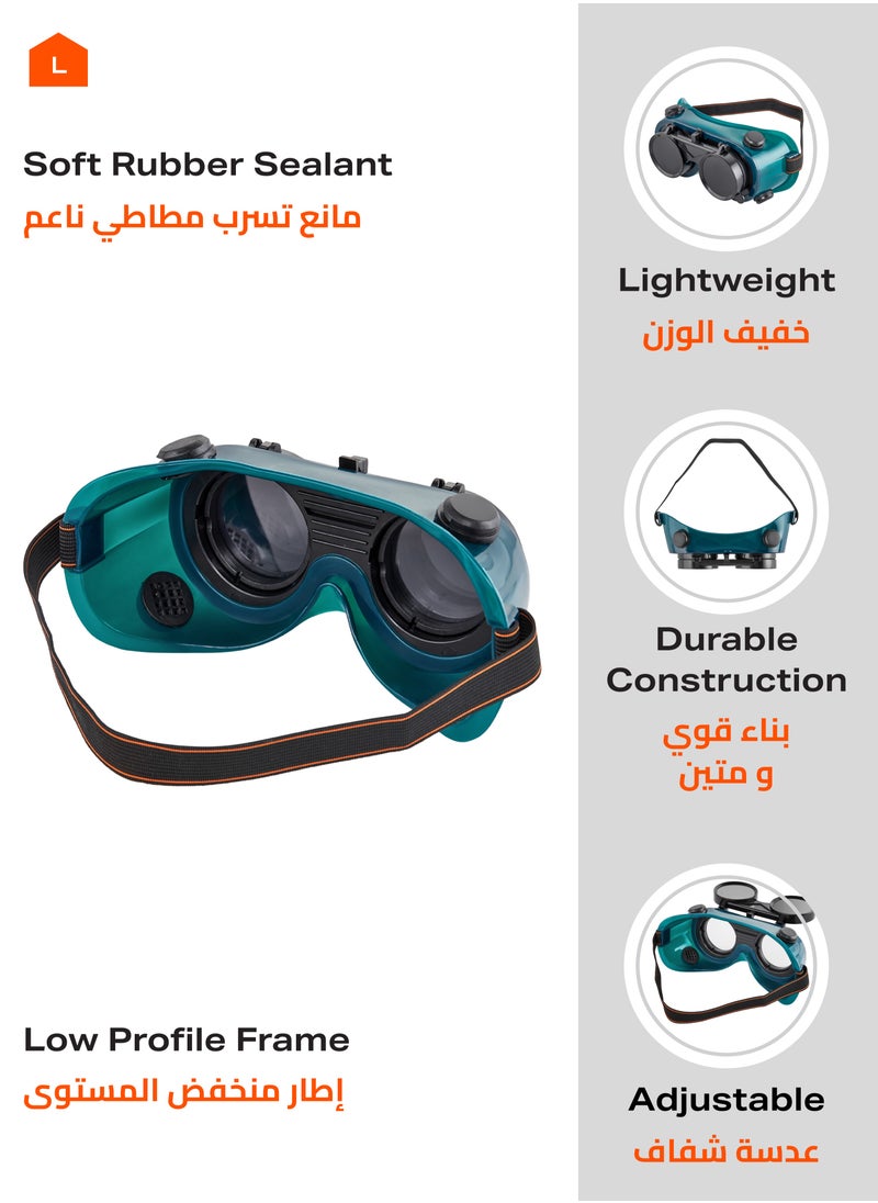 LAWAZIM - Welding Glasses - Protective Safety Goggles with Flip-Up Lens, Rubber Seal, Heat & Impact Resistant, Adjustable Strap - Ideal for Welding, Grinding, Cutting, Construction Work - Image 1