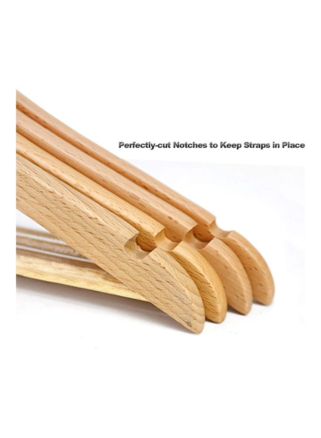 10-Piece Wooden Cloth Coat Hanger With Grips  Set Beige 40cm Beige 40cm - Image 2