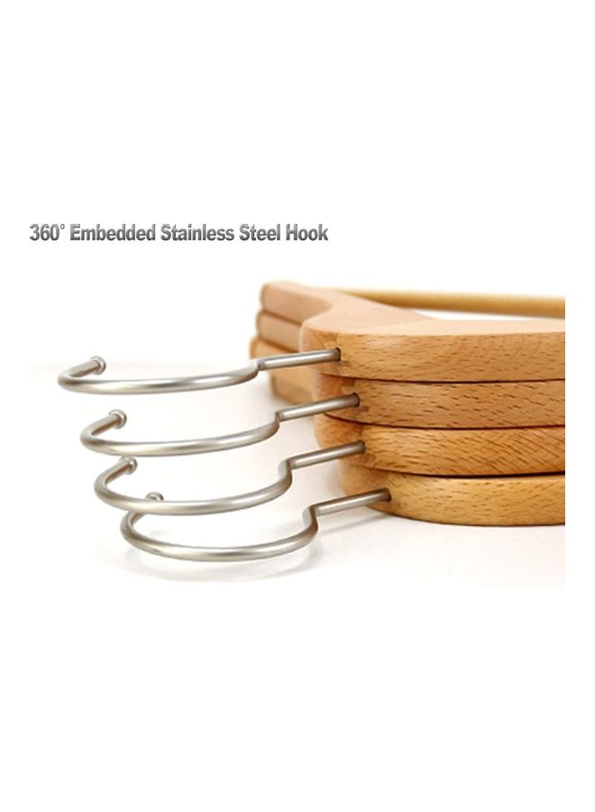 10-Piece Wooden Cloth Coat Hanger With Grips  Set Beige 40cm Beige 40cm - Image 3