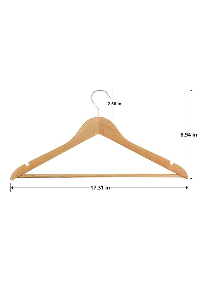 10-Piece Wooden Cloth Coat Hanger With Grips  Set Beige 40cm Beige 40cm - Image 5