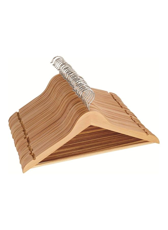 10-Piece Wooden Cloth Coat Hanger With Grips  Set Beige 40cm Beige 40cm - Image 1