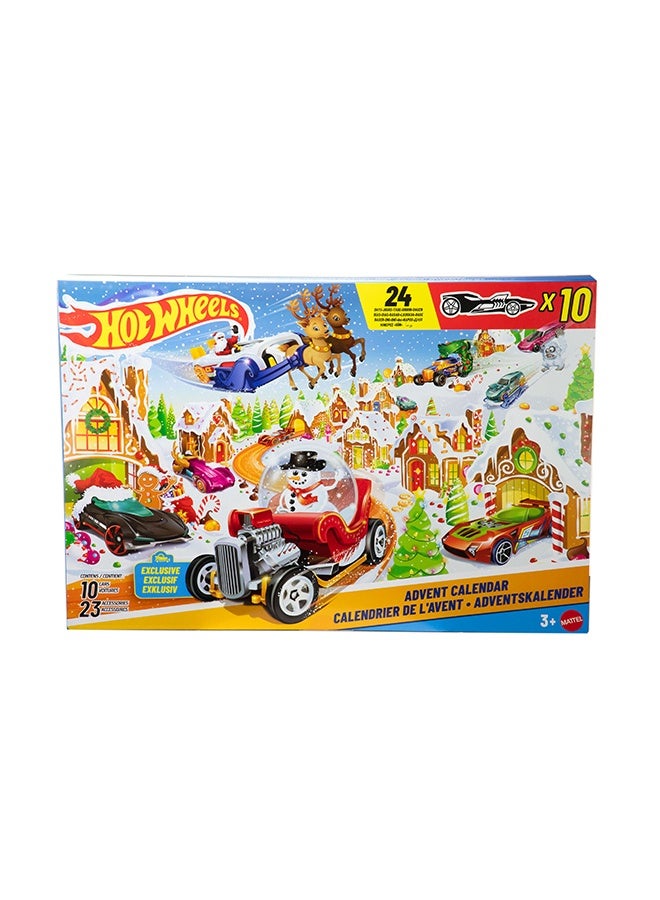 Hot Wheels Toy Cars & Playset, 2025 Advent Calendar with 10 Vehicles in 1:64 Scale, 10 Ornament Clips & 14 Winter-Themed Accessories - Image 5