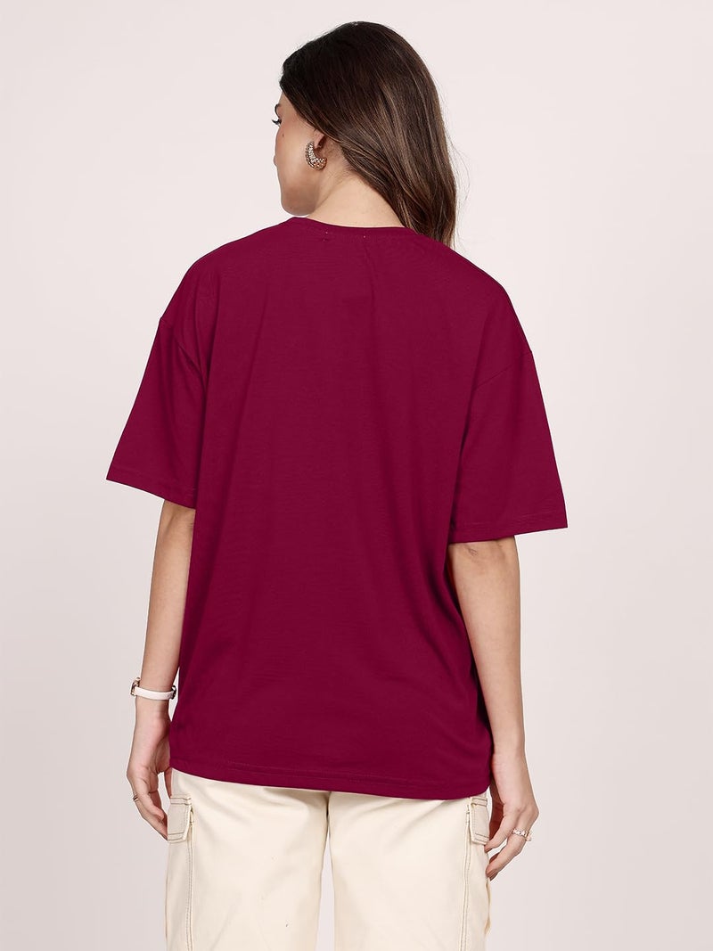 LEOTUDE Cotton Blend Womens Oversized Round Neck Half Sleeve T-Shirts (SP-7VRUVTXIYVLK5HCZ_Multicolor11_XL) - Image 5
