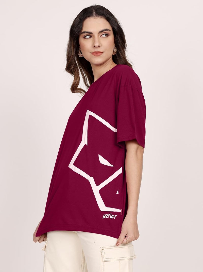 LEOTUDE Cotton Blend Womens Oversized Round Neck Half Sleeve T-Shirts (SP-7VRUVTXIYVLK5HCZ_Multicolor11_XL) - Image 4