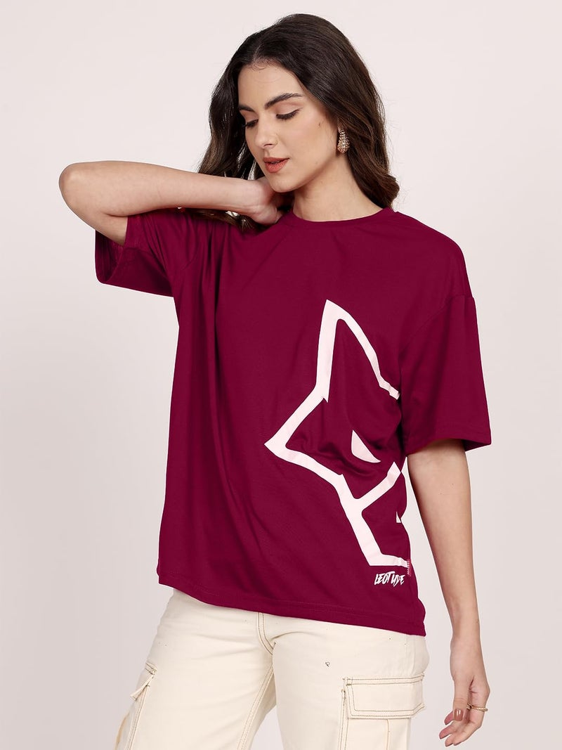 LEOTUDE Cotton Blend Womens Oversized Round Neck Half Sleeve T-Shirts (SP-7VRUVTXIYVLK5HCZ_Multicolor11_XL) - Image 2
