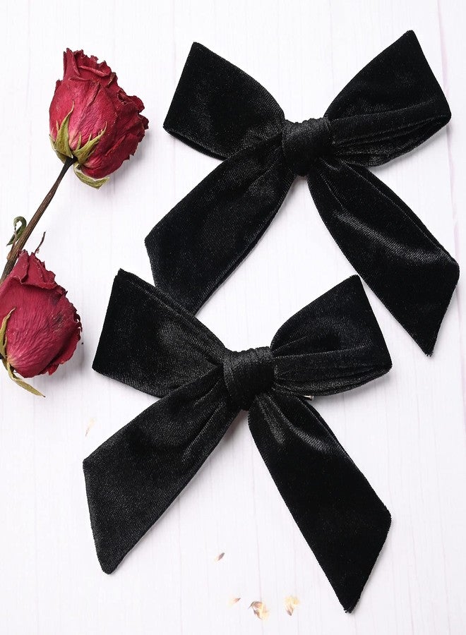CEELGON 2PCS 5" Big Velvet Bow Black Toddler Hair Clips Accessories for Little Girl Pigtail - Image 5