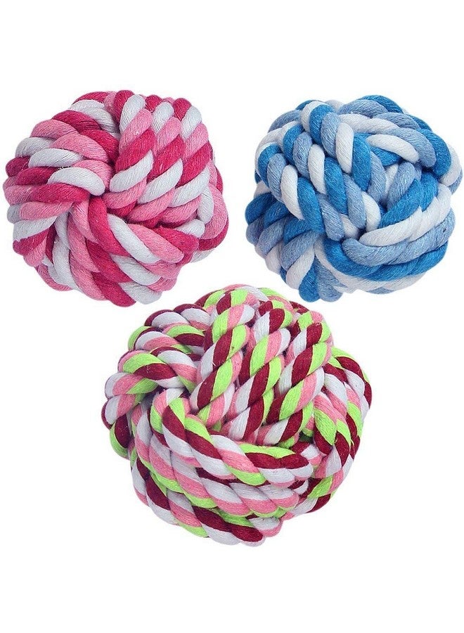 Pet Toy Chew Teething Cotton Rope Knot Ball Toys For Dog Tooth Clean Ball Bite-Resistant Dog Chew Puppy Training Interactive Toy (4.5 Inch Diameter) Pack Of 2 - Image 1