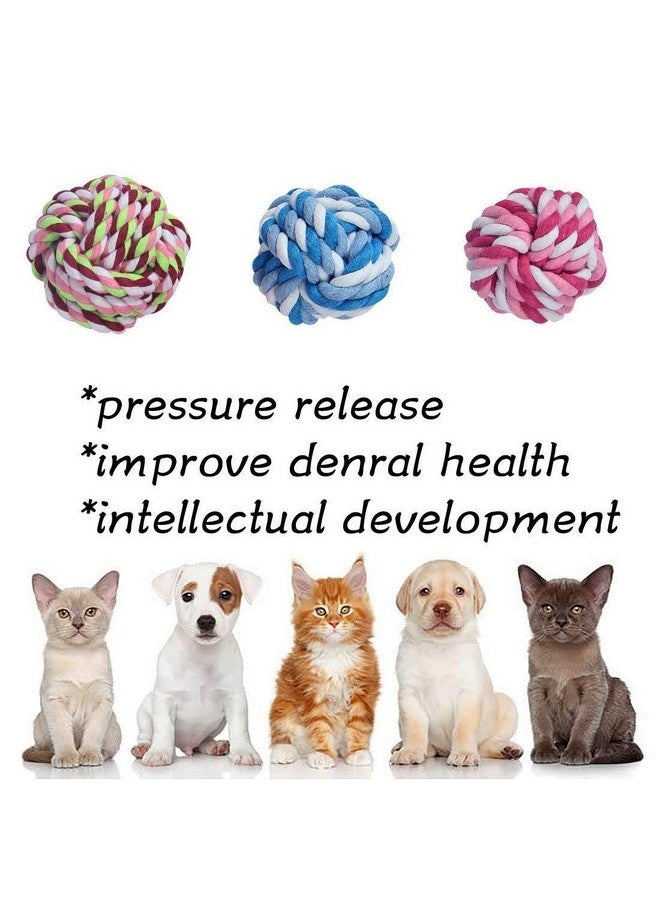 Pet Toy Chew Teething Cotton Rope Knot Ball Toys For Dog Tooth Clean Ball Bite-Resistant Dog Chew Puppy Training Interactive Toy (4.5 Inch Diameter) Pack Of 2 - Image 2