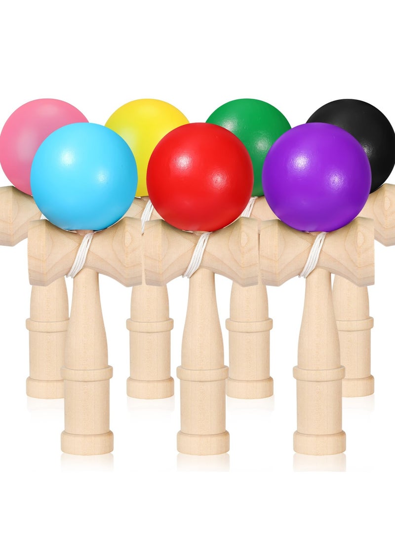 Zikra 7 Packs Wood Kendama Toy, Coordinate Ball Games Wooden Catch Ball in Cup Game, Vintage Toss and Catch Game Hand Eye Coordination Educational Game for Beginner Birthday Gift Party Favors, 7 Colors - Image 1