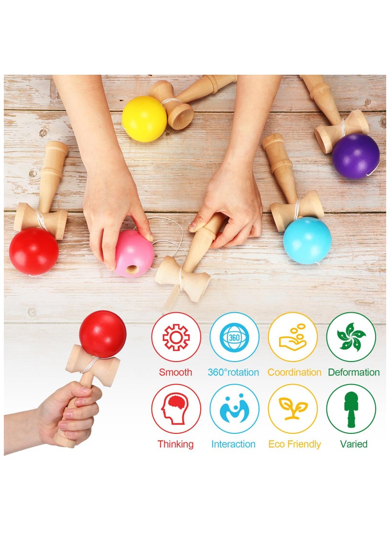 Zikra 7 Packs Wood Kendama Toy, Coordinate Ball Games Wooden Catch Ball in Cup Game, Vintage Toss and Catch Game Hand Eye Coordination Educational Game for Beginner Birthday Gift Party Favors, 7 Colors - Image 3