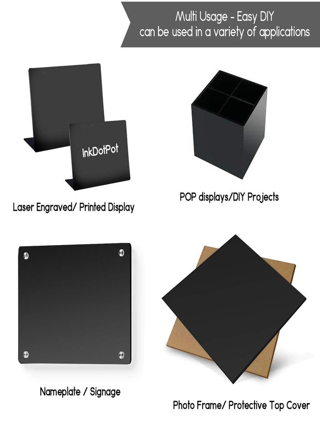 Inkdotpot Pack of 4, 3mm Glossy Black Acrylic Sheet 1/8 Thick Cast 12"x24" Transparent Acrylic Plastic Board with Protective Paper, DIY Display Project - Image 4