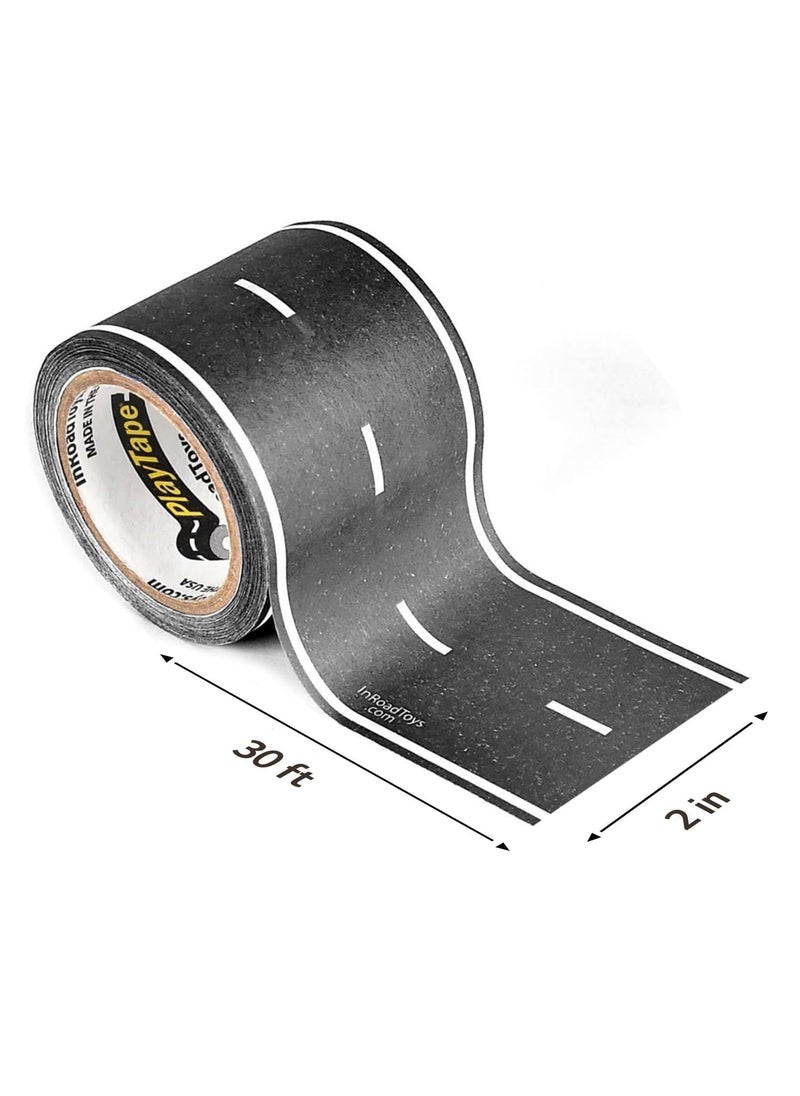 PlayTape PlayTape Road Tape for Toy Cars - Sticks to Flat Surfaces, No Residue; 2 inch Wide x 30 ft Asphalt Road  - Image 2