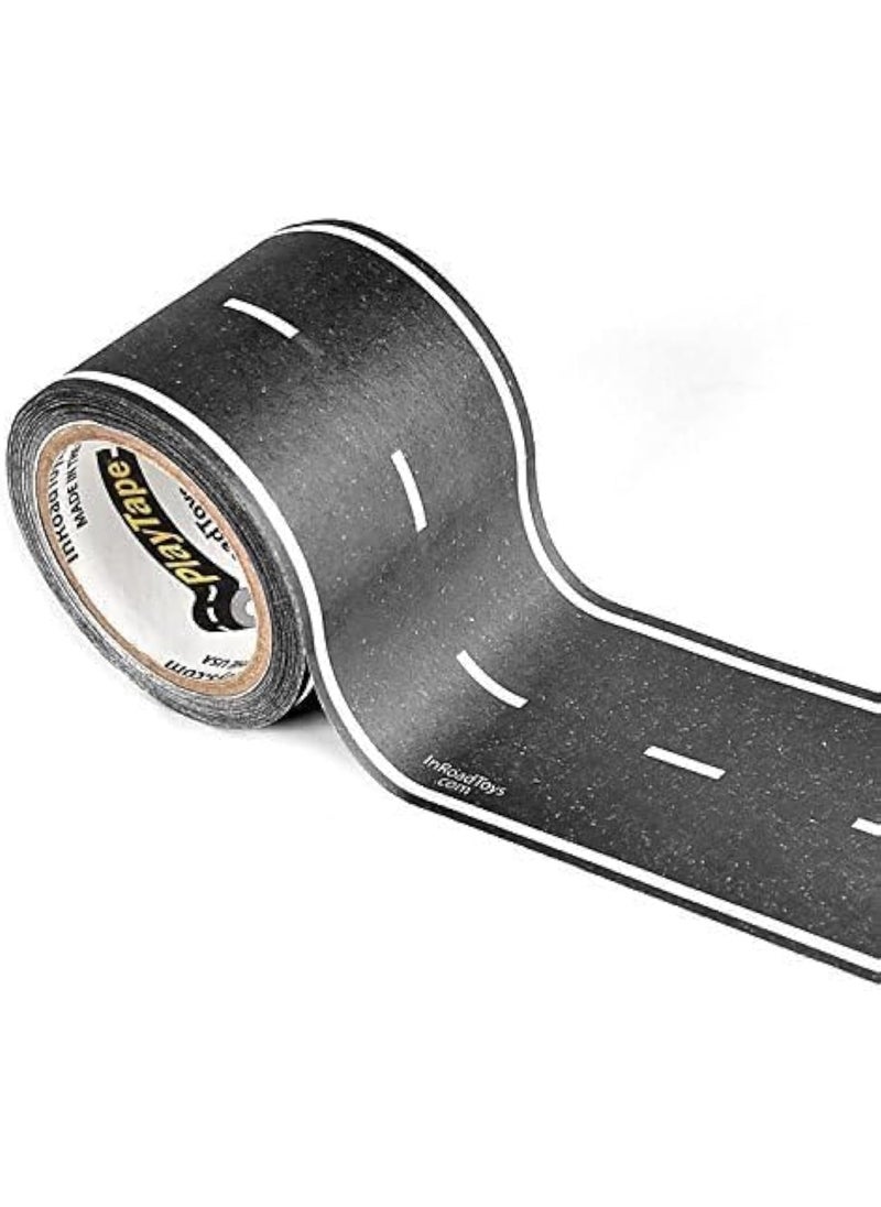 PlayTape PlayTape Road Tape for Toy Cars - Sticks to Flat Surfaces, No Residue; 2 inch Wide x 30 ft Asphalt Road  - Image 1