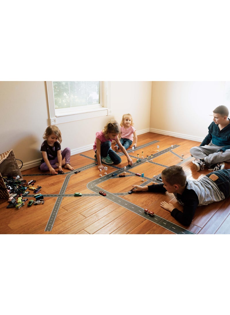 PlayTape PlayTape Road Tape for Toy Cars - Sticks to Flat Surfaces, No Residue; 2 inch Wide x 30 ft Asphalt Road  - Image 3