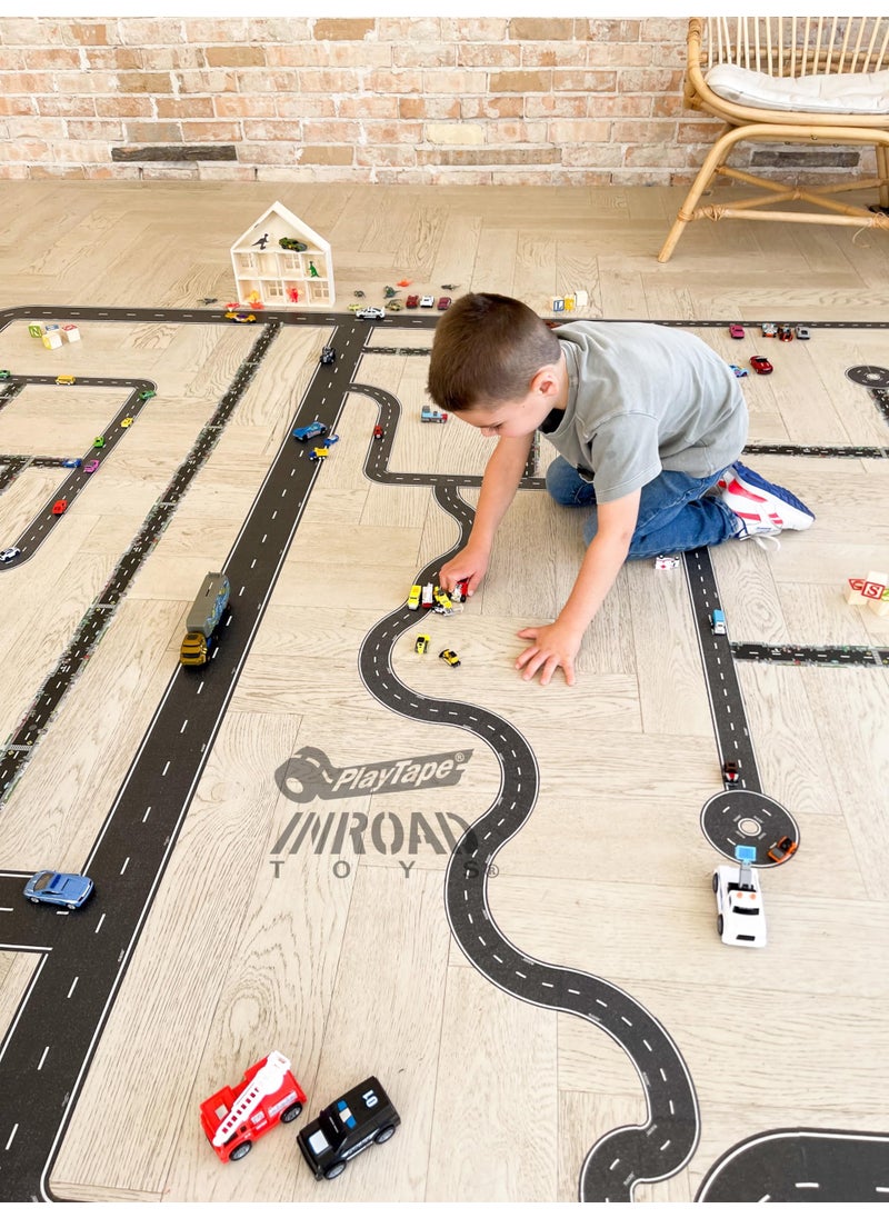 PlayTape PlayTape Road Tape for Toy Cars - Sticks to Flat Surfaces, No Residue; 2 inch Wide x 30 ft Asphalt Road  - Image 4