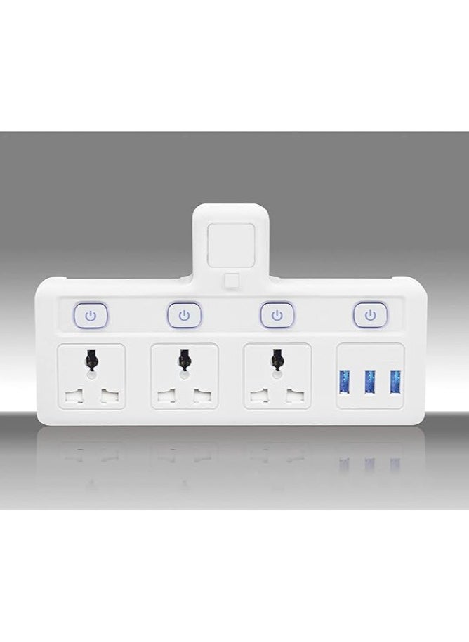 TYCOM - Power Adapter Multi Plug Extension with USB Extender Wall Charger Socket 3 Way Multiple Electrical Outlet Adaptor Charging Station for Home Office - Image 1