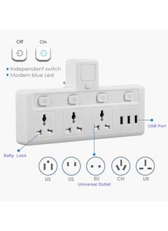 TYCOM Power Adapter Multi Plug Extension with USB Extender Wall Charger Socket 3 Way Multiple Electrical Outlet Adaptor Charging Station for Home Office  - Image 4